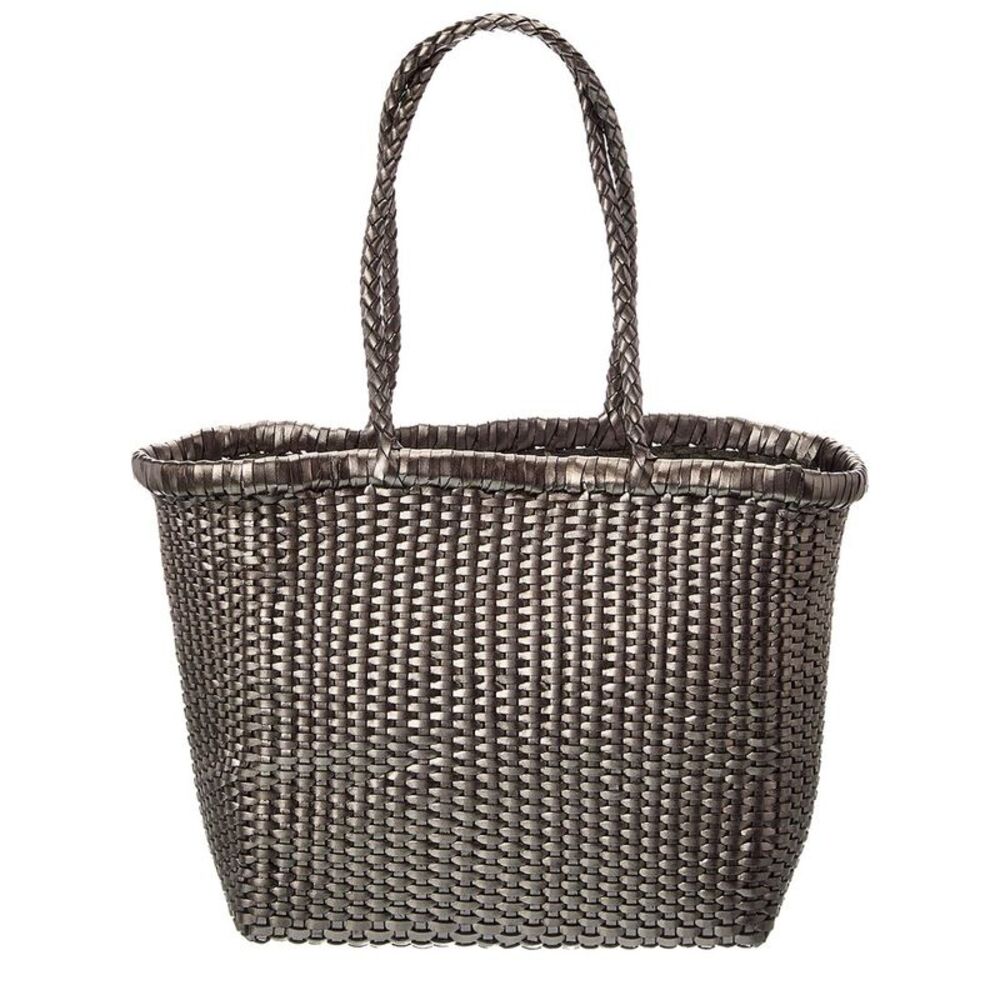 Dragon Diffusion B Weave Small Leather Tote, Silver